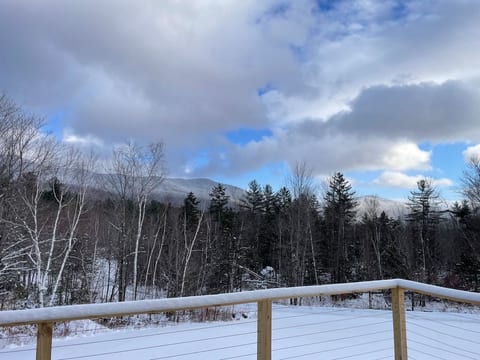 Snow-covered mountains in the distance, looking towards the Brandon Gap.