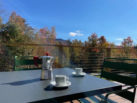 View of mountains and forest from the deck