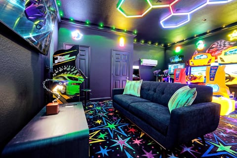 Neon arcade game room
