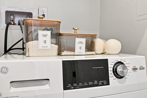 Convenient in-unit washer/dryer with stocked laundry essentials
