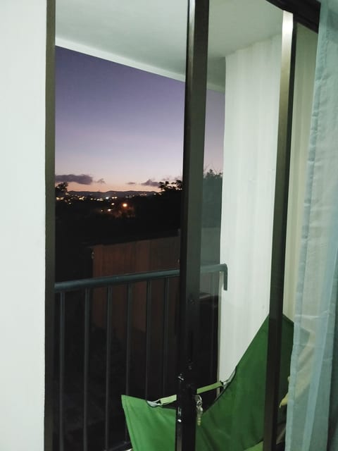 View from the balcony at night, crickets sing night songs.