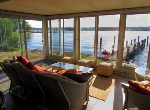 The sunroom, with water on three sides