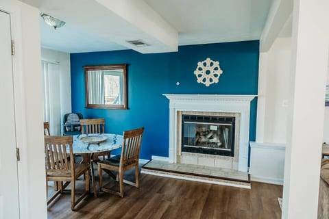The lower level living area is large and open.  (Please note that the gas fireplace is currently inoperable.)