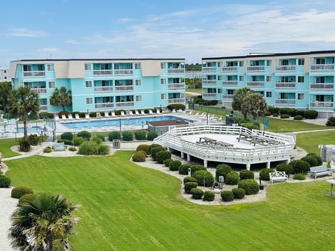 View overlooking the pool and the beautiful grilling and picnic areas
