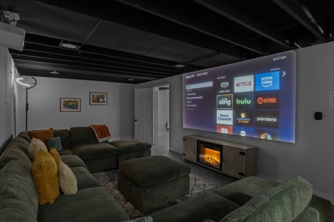 Basement 2nd Living Space with ROKU projector