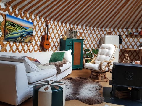 Cozy interior of the Morvandelle Yurt