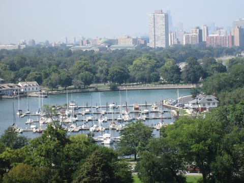 My view of Jackson Harbor and partial Chicago skyline.