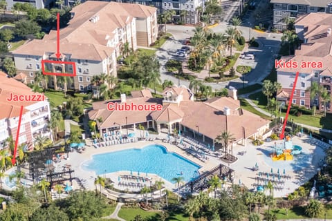Condo is located directly by the main pool area, which also includes a free to use jacuzzi and kids area