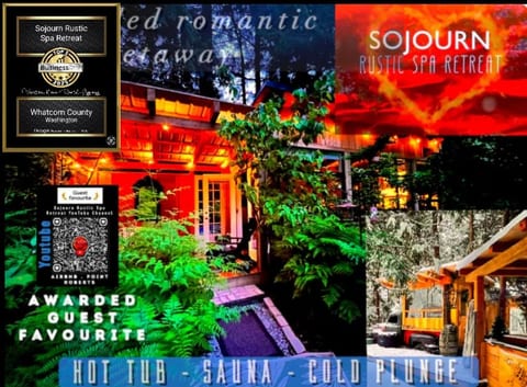 Welcome to Sojourn Spa Retreat proudly
Voted a Top 3 Whatcom County Stay! Our handcrafted cabin & spa is the perfect weekend getaway from Seattle, a short passport-drive from Bellingham, and just minutes past Vancouver.