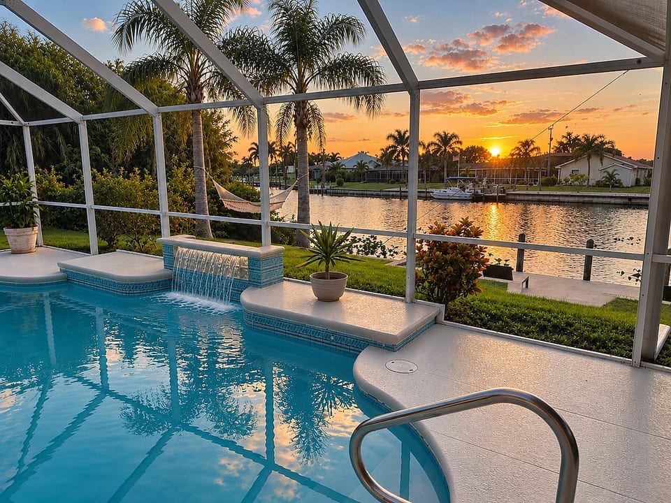 Spacious Waterfront Pool Home | Stunning Sunsets image 1