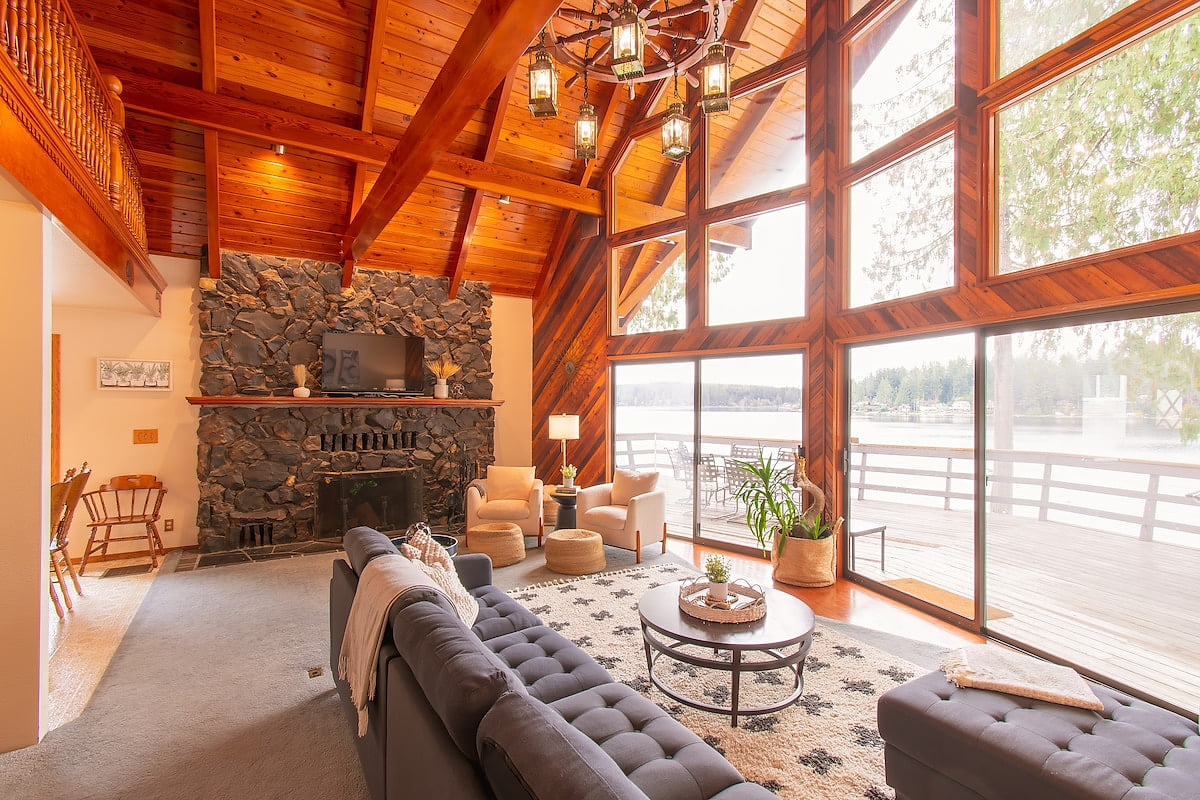 Lakefront A-Frame | Dock, Kayaks, Sauna, Game Room