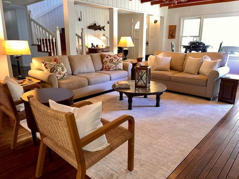 living area by fireplace