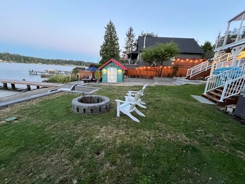 Firepit, beach and dock.