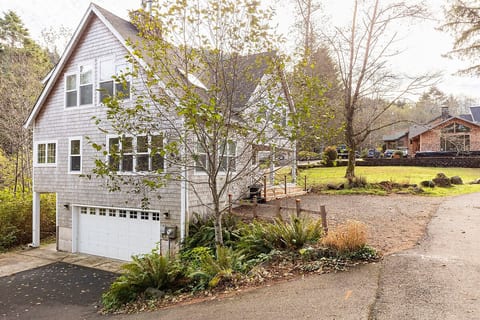 Double car garage with charger.