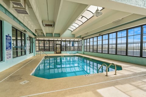 Heated indoor pool and hot tub — year-round relaxation steps from your door.