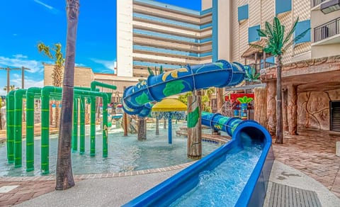 Water slide in the shipwreck water park in Ocean Reef resort.