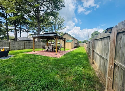 View from Backyard Gazebo Fire Pit Fully Fenced