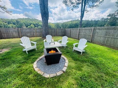 Fire Pit Lounging Backyard Pet Friendly