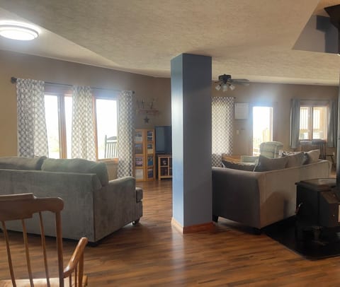 Looking at living room from hallway to bedrooms