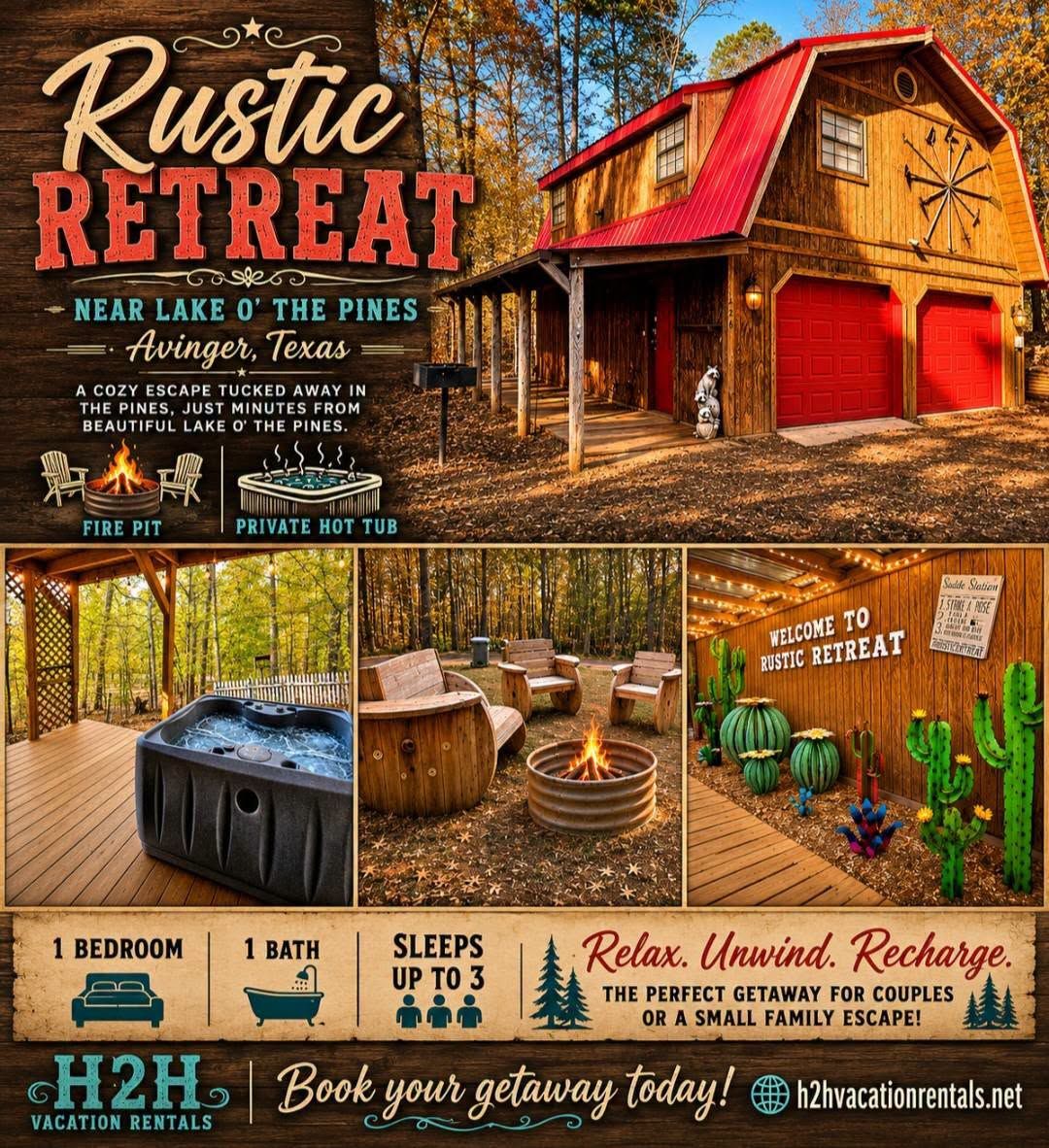 Rustic Retreat near
Lake O the Pines