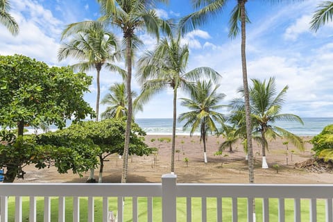 Beachfront views from your own spacious patio, balcony. Listen out for the Scarlet Macaw's flying past every afternoon around 3.30pm. Fancy a massage you will see them set up tables right in front of you in the afternoon, just pop down.