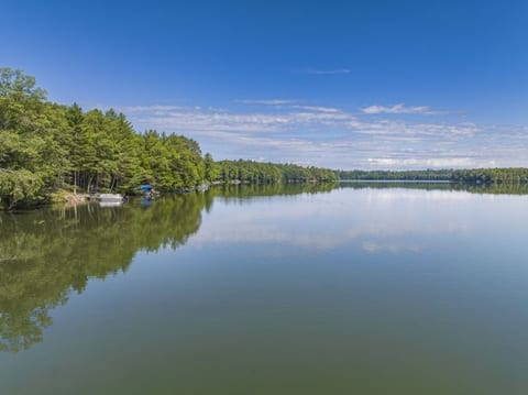 Serene lakefront views with calm water and peaceful wooded shores