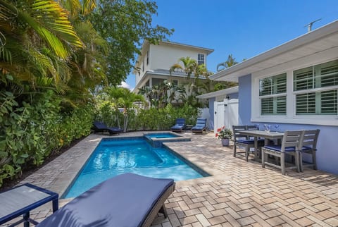 Sparkling private heated pool