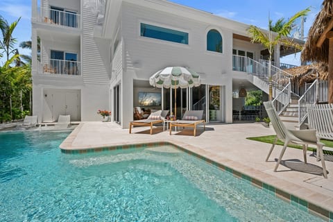 Oversized heated L-shaped pool