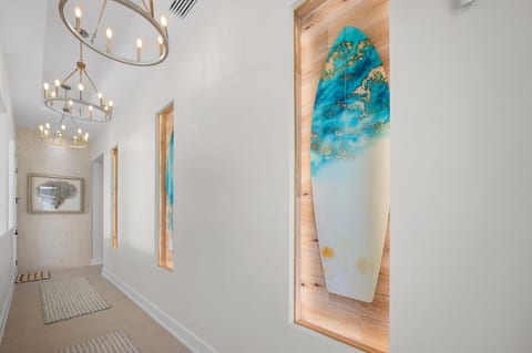 Bright hallway with curated island décor