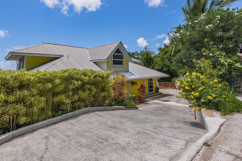 Driveway entrance, pretty flat compared to most homes in St. John