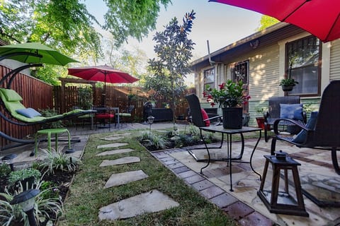 Our back courtyard is a little oasis of calm in the thick of the Southtown neighborhood and is the perfect place for coffee in the mornings and cocktails at night.