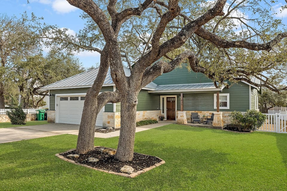 Shade covered yard.