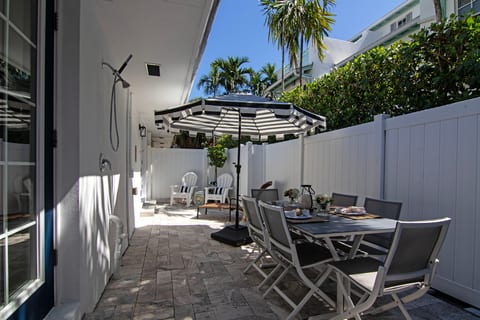 Private fenced in patio area