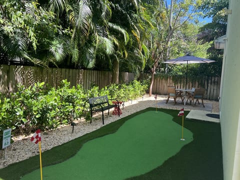 Enjoy the mini putting Green day or night. Clubs and balls provided.