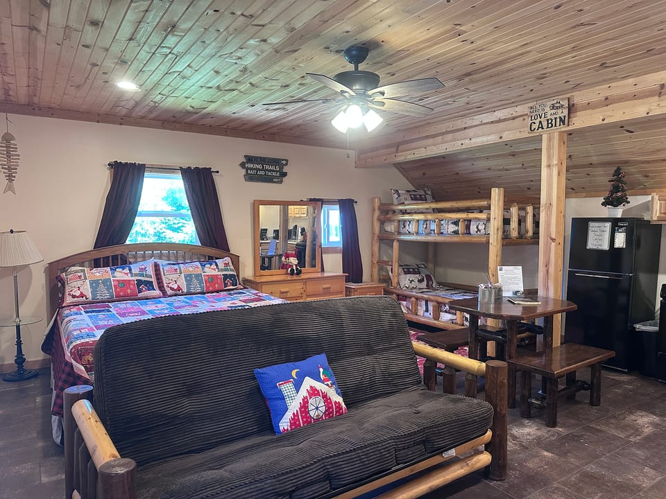 King bed and a twin bunk bed