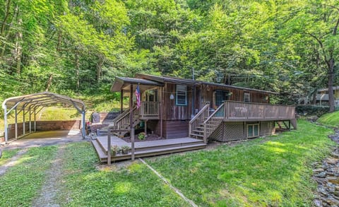 Front Of Cabin With Babbling {& Firefly Attracting!} Stream