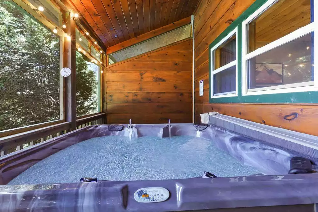 Enjoy the twinkle lights and hot tub after your day of hiking. - Tᴏᴀsᴛʏ & Tᴏᴄᴄᴏᴀ Lᴏᴅɢᴇ - Suches