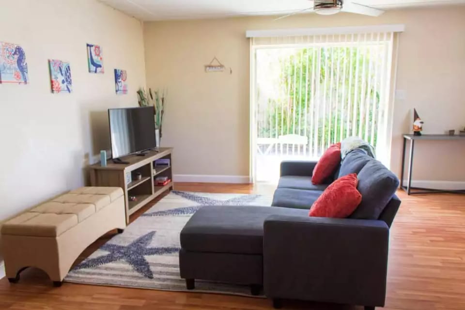 Cable TV, Games, WIFI, Living room has patio door and we provide outdoor sitting for your morning coffee.