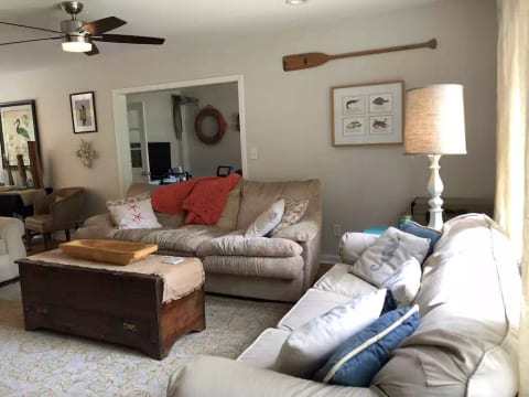 View of the living room and Wii room from the front door