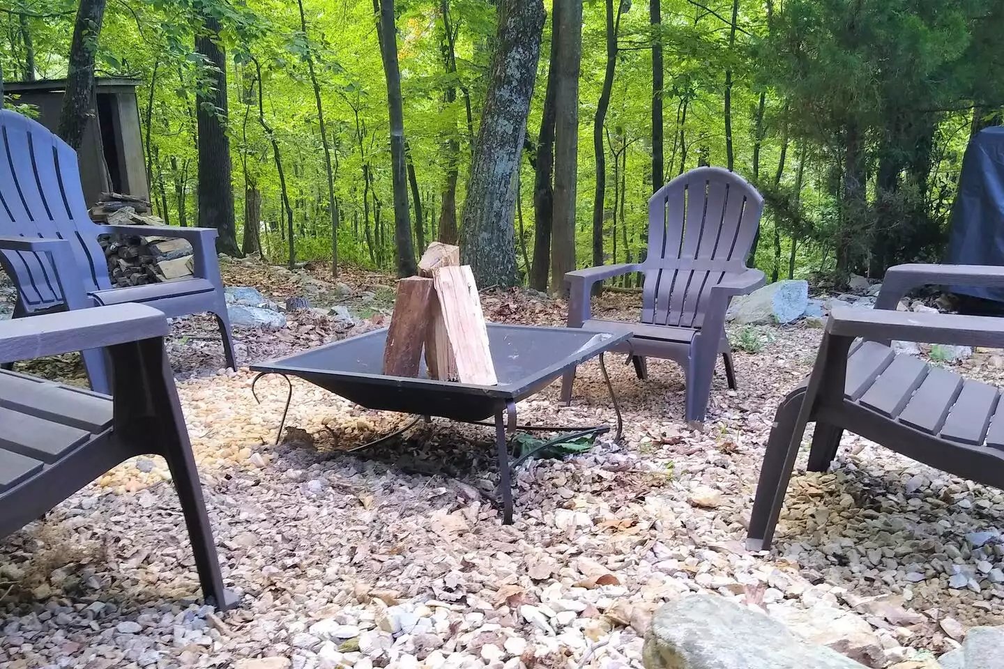 Outdoor fire pit, with wood ready to burn. Bring the marshmallows! Outdoor fire pit, with wood ready to burn. Bring the marshmallows! - Mount Chipmunk @ Massanutten - McGaheysville