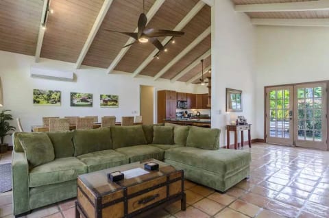 Seating area includes additional chairs and seats 8. Ceiling fans and AC