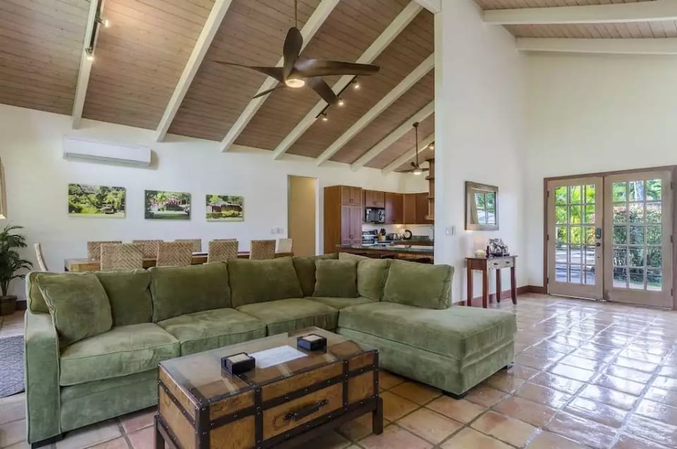Seating area includes additional chairs and seats 8. Ceiling fans and AC