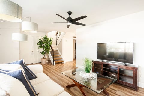 Main living room with HDTV and Firetv for streaming.