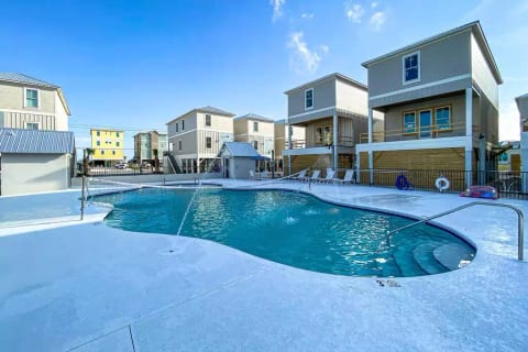 The pool is directly behind our house. It is a perfect place to start the day or end the day!