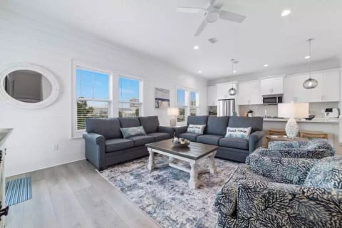 Gorgeous living room with ample seating for all guests.