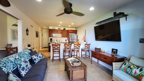 view of living from from the lanai