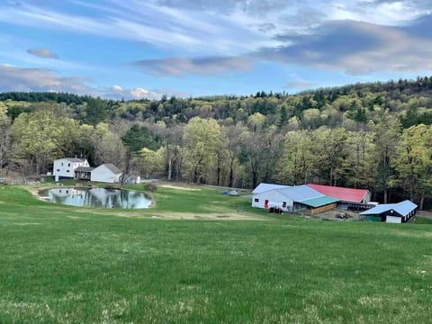 The cottage is in the building on the right. Behind the unit is the animal yard.