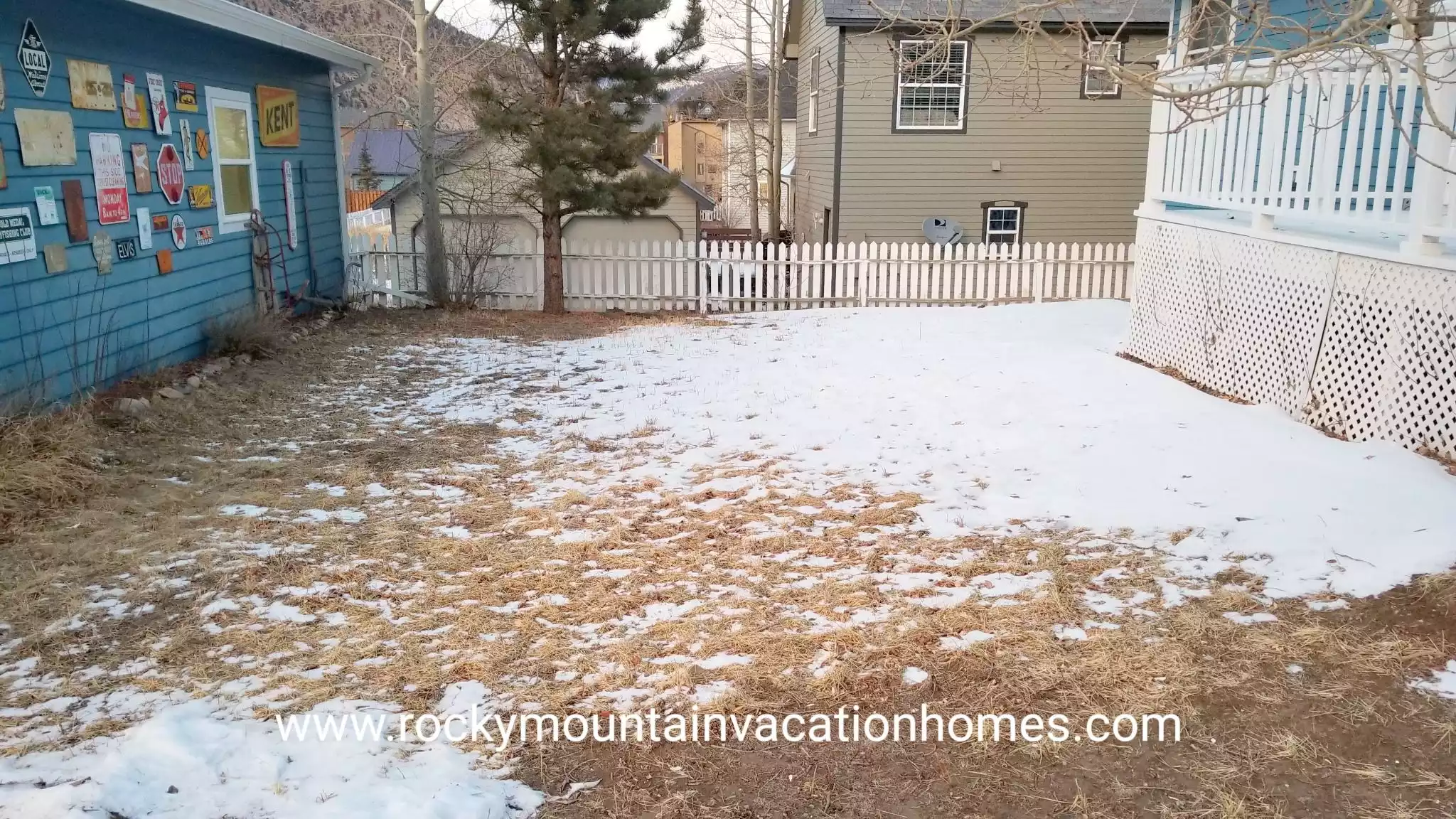 The backyard in winter. Sometimes deer and elk like to wallow in the backyard!