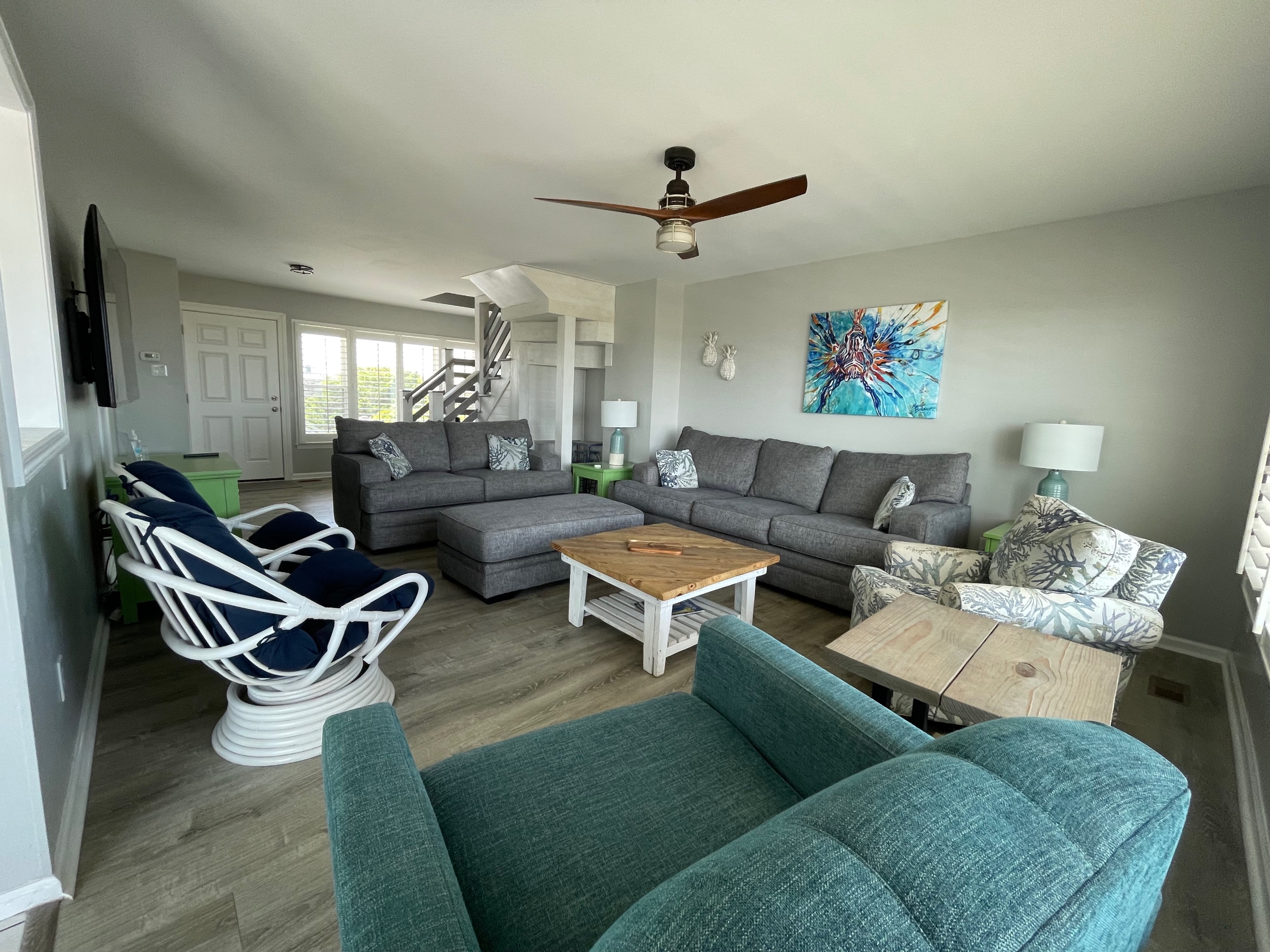 Spacious West side family room with a beautiful ocean view!
