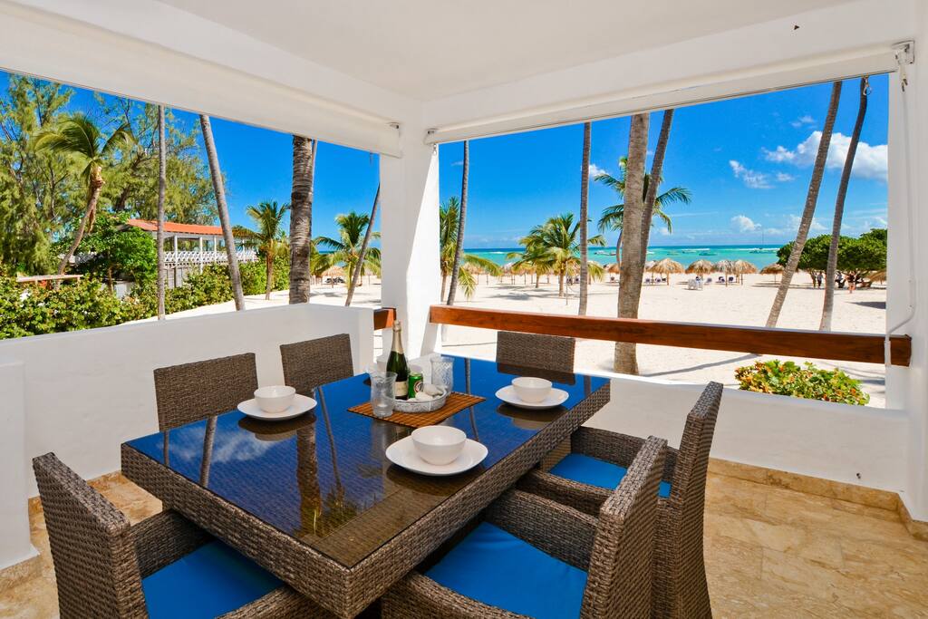 Dine on your private patio while enjoying the beautiful beach view... - Luxury Condo with Stunning views, Private Beach - Punta Cana